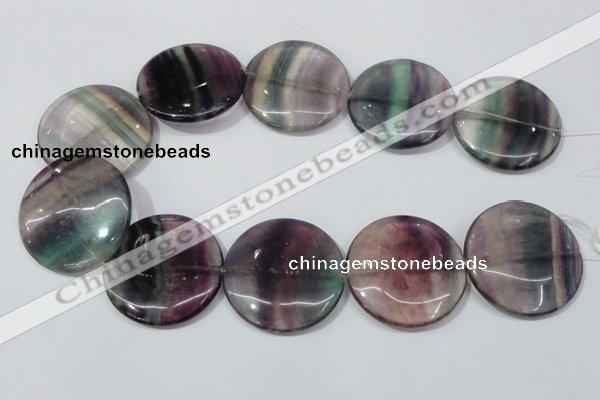 CFL171 15.5 inches 40mm flat round natural fluorite beads wholesale