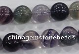 CFL205 15.5 inches 14mm round purple fluorite gemstone beads wholesale