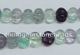 CFL300 15.5 inches 8*10mm carved rondelle natural fluorite beads