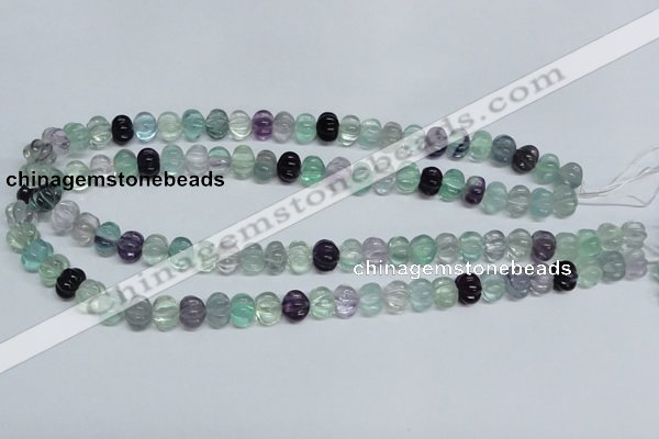 CFL300 15.5 inches 8*10mm carved rondelle natural fluorite beads
