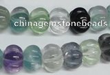 CFL301 15.5 inches 10*14mm carved rondelle natural fluorite beads