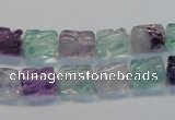 CFL305 15.5 inches 8*10mm carved column natural fluorite beads