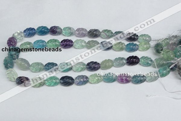 CFL306 15.5 inches 12*16mm carved rice natural fluorite beads