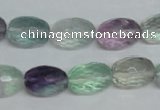 CFL307 15.5 inches 10*14mm faceted rice natural fluorite beads