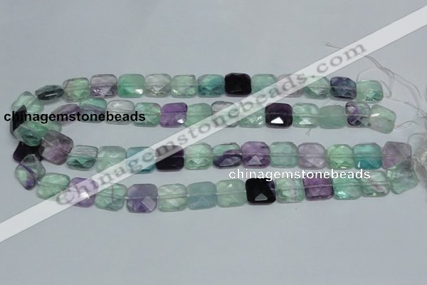 CFL319 15.5 inches 14*14mm faceted square natural fluorite beads