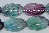 CFL321 15.5 inches 16*24mm carved oval natural fluorite beads