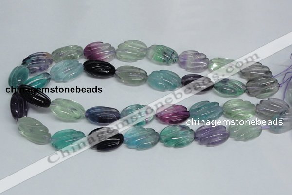 CFL321 15.5 inches 16*24mm carved oval natural fluorite beads