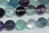 CFL326 15.5 inches 12mm faceted round natural fluorite beads