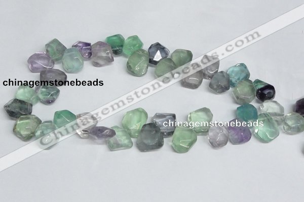 CFL331 15.5 inches 14*18mm faceted nugget natural fluorite beads