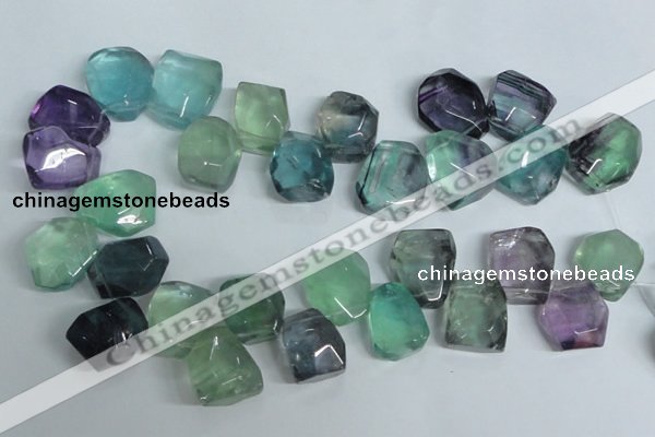 CFL332 15.5 inches 20*24mm faceted nugget natural fluorite beads