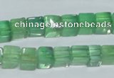 CFL338 15.5 inches 8*8mm cube natural green fluorite beads