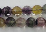 CFL405 15.5 inches 12mm faceted round rainbow fluorite beads