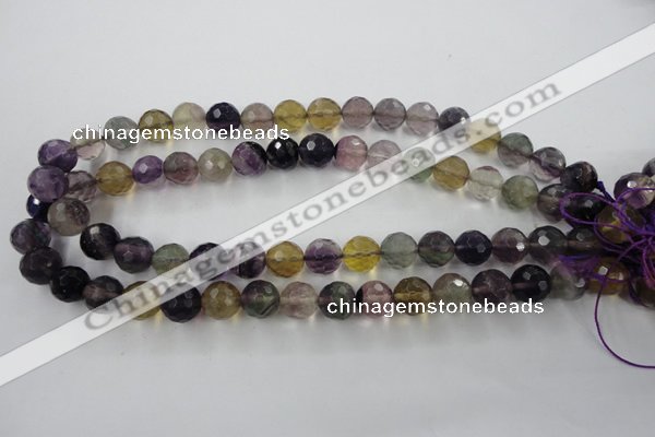 CFL405 15.5 inches 12mm faceted round rainbow fluorite beads