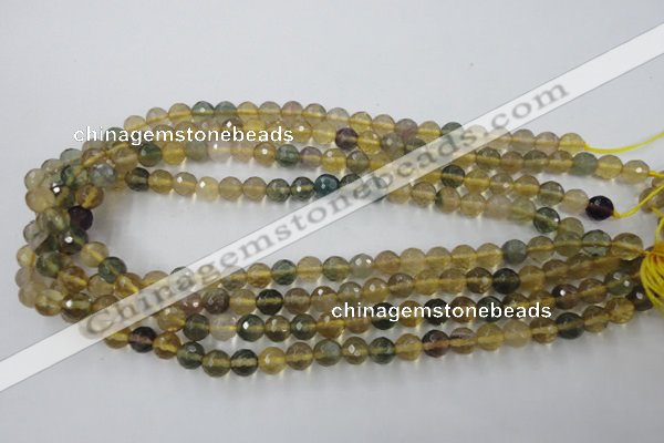 CFL453 15.5 inches 8mm faceted round rainbow fluorite beads