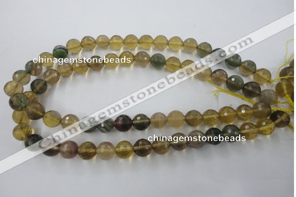 CFL455 15.5 inches 12mm faceted round rainbow fluorite beads