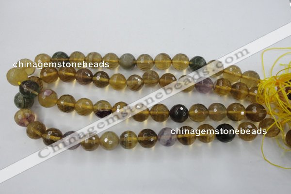 CFL456 15.5 inches 14mm faceted round rainbow fluorite beads