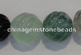 CFL461 15.5 inches 20mm carved round natural fluorite beads