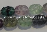 CFL476 15.5 inches 12*16mm carved rice natural fluorite beads