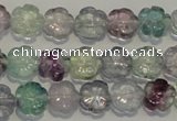 CFL491 15.5 inches 10mm carved flower natural fluorite beads