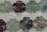 CFL493 15.5 inches 15mm carved flower natural fluorite beads