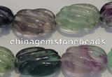 CFL495 15.5 inches 16*24mm carved oval natural fluorite beads