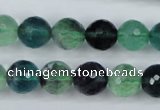 CFL54 15.5 inches 12mm faceted round AB grade natural fluorite beads