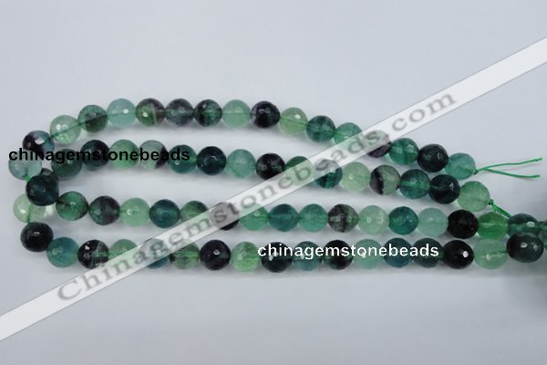 CFL54 15.5 inches 12mm faceted round AB grade natural fluorite beads