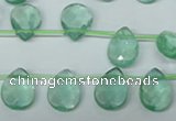 CFL650 Top-drilled 10*14mm faceted briolette green fluorite beads