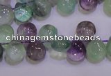 CFL703 Top-drilled 9*11mm teardrop natural fluorite beads wholesale