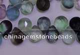 CFL705 Top-drilled 9*11mm faceted briolette natural fluorite beads