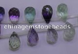 CFL708 Top-drilled 8*12mm faceted teardrop natural fluorite beads