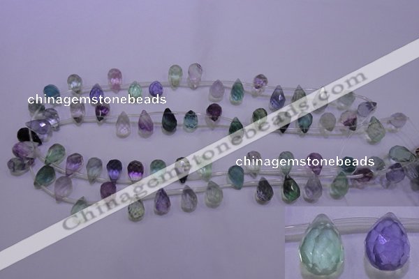 CFL708 Top-drilled 8*12mm faceted teardrop natural fluorite beads