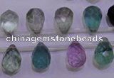 CFL709 Top-drilled 10*14mm faceted teardrop natural fluorite beads