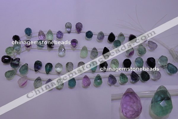 CFL709 Top-drilled 10*14mm faceted teardrop natural fluorite beads