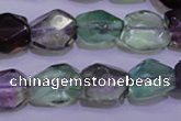 CFL726 15.5 inches 11*15mm faceted nuggets natural fluorite beads