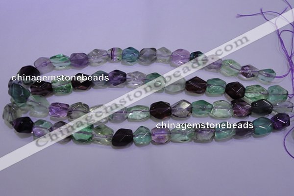 CFL726 15.5 inches 11*15mm faceted nuggets natural fluorite beads