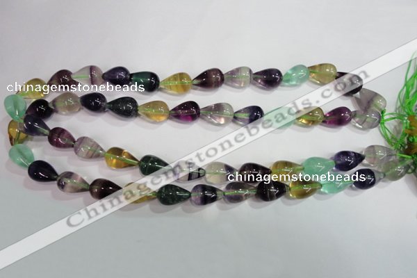 CFL765 15.5 inches 8*12mm teardrop rainbow fluorite gemstone beads