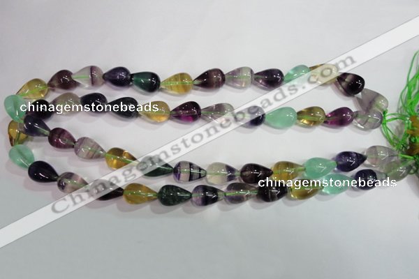 CFL766 15.5 inches 10*16mm teardrop rainbow fluorite gemstone beads