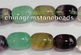 CFL771 15.5 inches 10*14mm drum rainbow fluorite gemstone beads