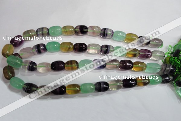 CFL771 15.5 inches 10*14mm drum rainbow fluorite gemstone beads