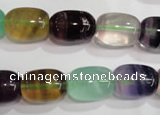 CFL772 15.5 inches 12*16mm drum rainbow fluorite gemstone beads