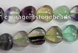 CFL790 15.5 inches 14mm heart rainbow fluorite gemstone beads