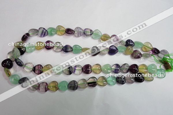 CFL790 15.5 inches 14mm heart rainbow fluorite gemstone beads