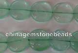 CFL864 15.5 inches 15mm flat round green fluorite gemstone beads