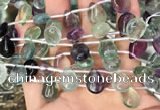 CFL960 Top drilled 10*14mm flat teardrop natural fluorite beads