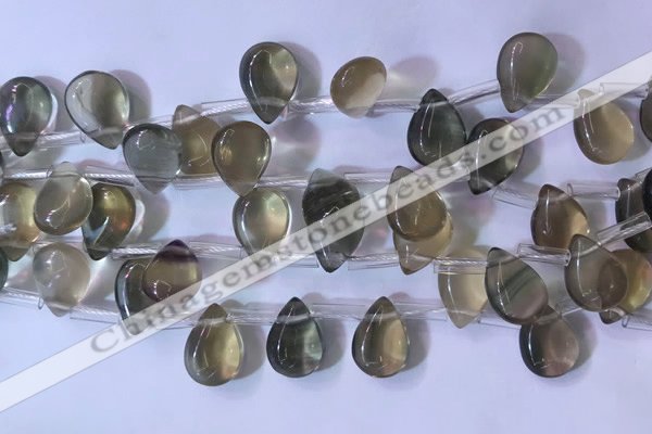 CFL963 Top drilled 10*14mm flat teardrop natural fluorite beads