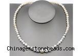 CFN104 potato white freshwater pearl & white howlite necklace, 16 - 24 inches