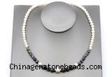 CFN124 potato white freshwater pearl & black labradorite necklace, 16 - 24 inches