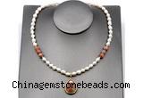 CFN152 baroque white freshwater pearl & moonstone necklace with pendant