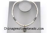 CFN159 baroque white freshwater pearl & labradorite necklace with pendant